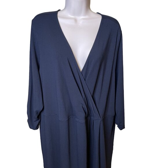 Lands End Long Black Dress Wrap Front Plus Size 3x u - Picture 2 of 8